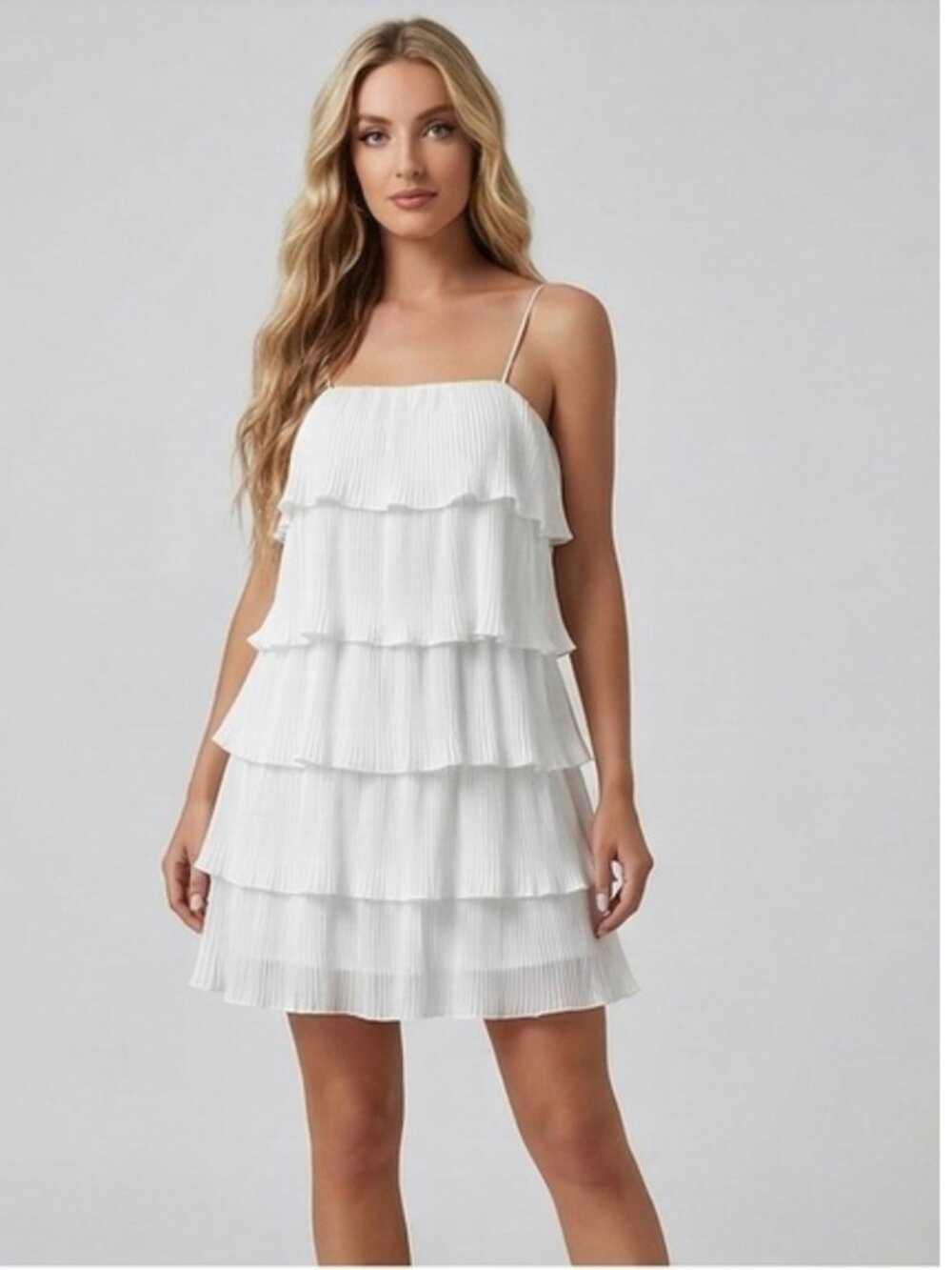 Boho Ruffle Tiered Mini Dress White